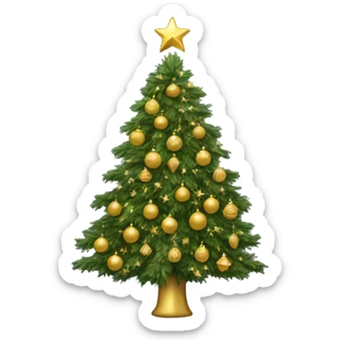 A Christmas tree with gold ornaments  sticker