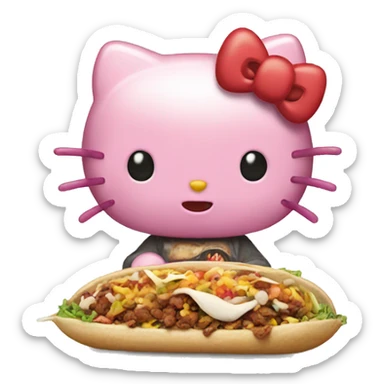 hello kitty eating chipotle sticker
