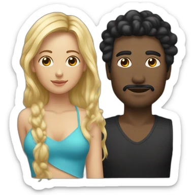 Un homme noir avec cheveux dégradée moyen dans une baignoire avec une femme noire au cheveux blond sticker