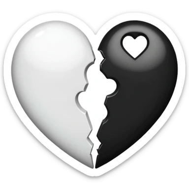 قلب مقسوم نص ابيض ونص اسود sticker