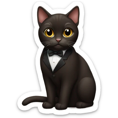 Dark brown Tuxedo cat sticker
