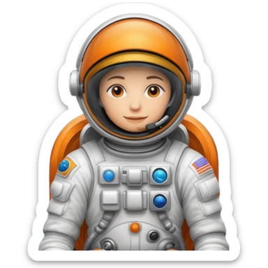 Astronaut with closed helmet riding planets sticker