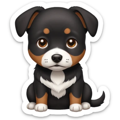 Small black dog with a white patch on her chest sticker