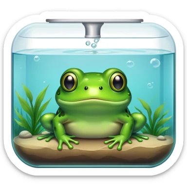 The frog is sad because he got caught in the aquarium sticker