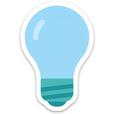 Light bulb icon,  flat emoji style, outline with blue and turquoise colors sticker