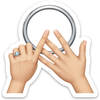 A ring finger and pointer finger together making small circle and ring finger and pinky finger doing the same sticker