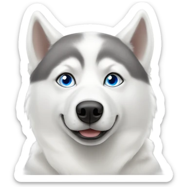 White husky with one blue eye and one brown eye sticker