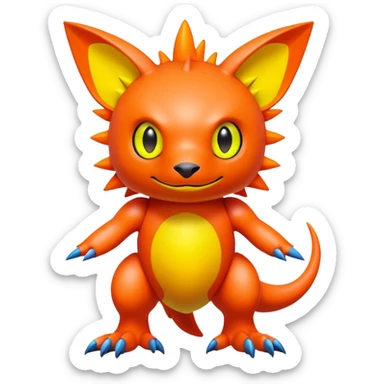  lush warm-colored modern colorful neon-colored cyber-Fakémon-Digimon-creature sticker