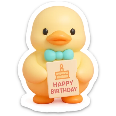 duck with bowtie holding birthday card sticker