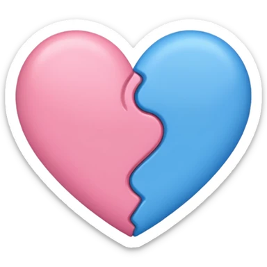 Pink or blue heart mixe one heart half pink half blue doi connect ho heart sticker