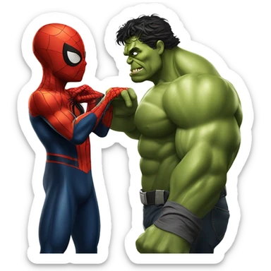Spiderman kiss hulk sticker