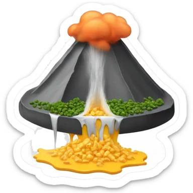 a volcano squirting cheese farting beans sticker