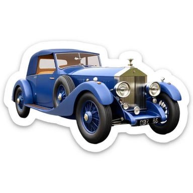  1936 luxury racing Rolls Royce lowered powerful 4 cylinder engined racing car featuring advanced rugged 4 wheel independent suspension, power steering, disc brakes and small leather covered steering wheel  sticker