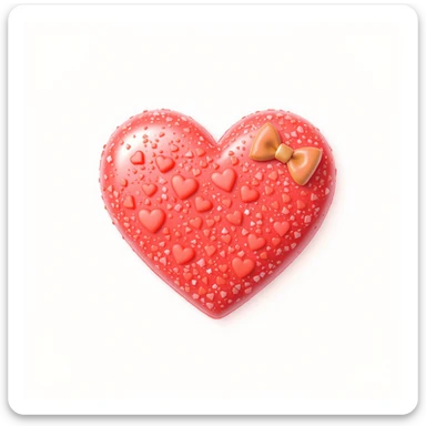 food heart emoji, cute and shiny, with a bow accent, no background sticker
