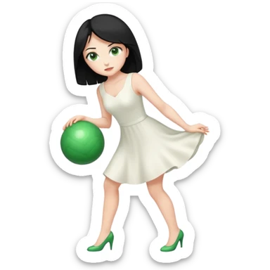King, black Hair, blue eyes, whole body, Woman, bending knees, blonde, green eyes, White Dress, sticker