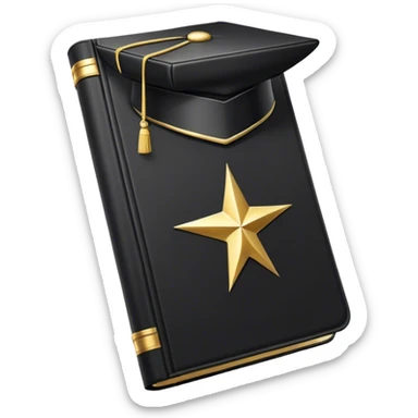 A sleek black book with gold accents, a polished leather texture, and an embossed symbol of a man tipping his hat, a deck of cards, or a golden key, radiating charisma, strategy, and the mastery of social dynamics. sticker