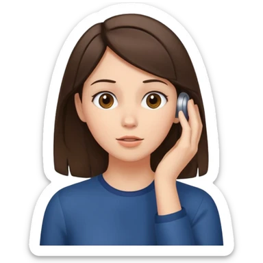 brunette tucking hair behind ear while looking ip sticker