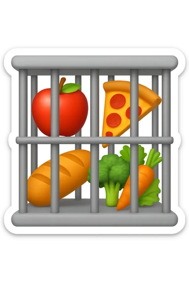 Disturbi alimentari quindi cibo visti come una gabbia stile emoji iphone. sticker