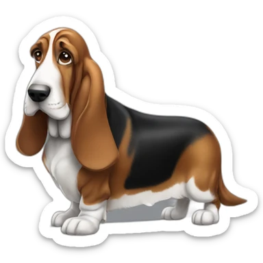 Dog basset hound full-standing sticker