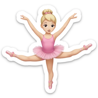 aestethic blonde girl doing ballet, with a pink tutu, bun, with a leg on the floor, and the other one in the air sticker