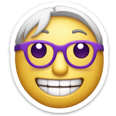 A smiley emoji with purple specs and pink cheeks sticker