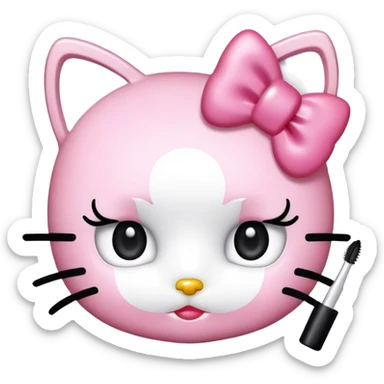  hello Kitty holding an eyelash mascara spoolie sticker
