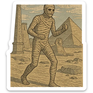 ukiyo-e style Egyptian mummy in ancient Egypt sticker