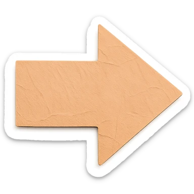 An icon of a right-pointing arrow in paper craft style with a light orange color, no background. sticker
