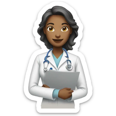 woman doctor holding blueprints sticker