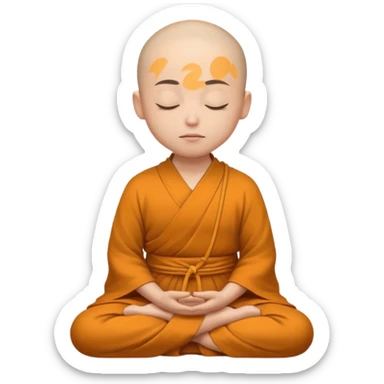 content face typing, eyes closed in a meditative, zen state, monk dress sticker