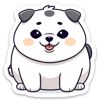 Fat black and white dog  sticker
