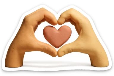 heart hands icon, hands forming a heart, matte clay texture, pastel colors sticker