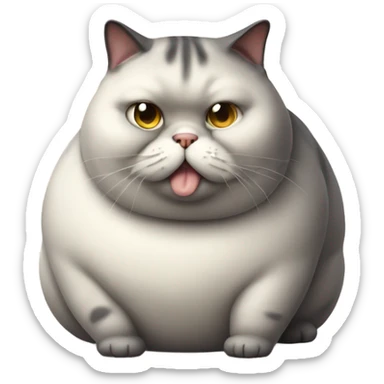 Extremly overly obese cat with really small head and body 10 times larger sticker