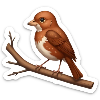 A curious fox sparrow perched on a thin branch. sticker