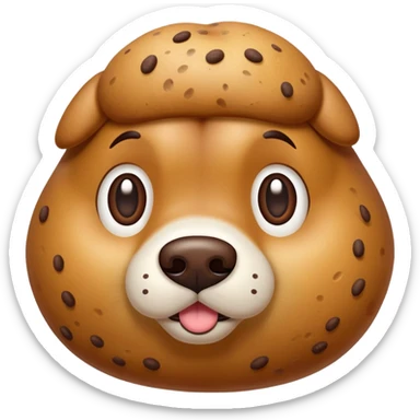 A cartoon dog emoji with a potato-like texture and brown speckles — looks like a “potato dog.” sticker
