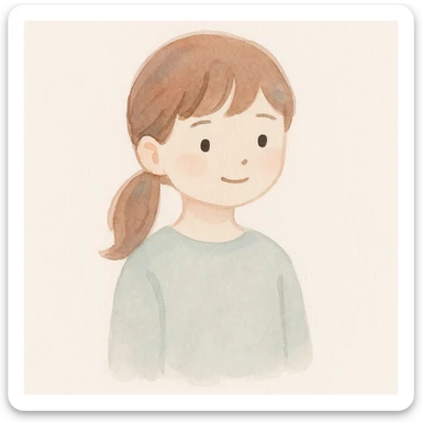 a cute girl, watercolor art style sticker