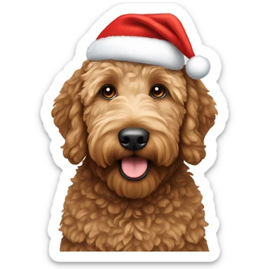 brown Golden doodle with christmas hat on  sticker