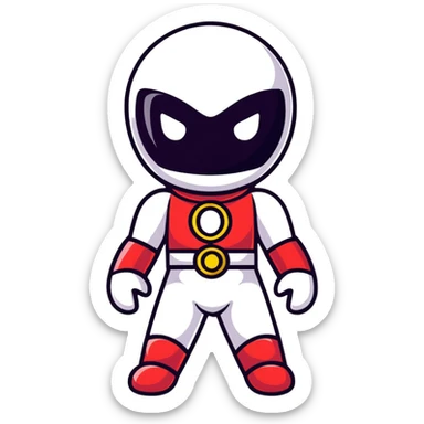 power ranger with question marks cartoon style sticker