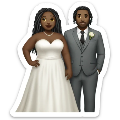 Plus size couple with locs wedding pale sticker