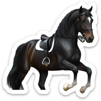 dressage black horse sticker