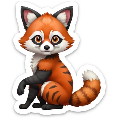 Silver-Fox-red-panda-serval-hybrid-fusion-animal-creature, full body  sticker