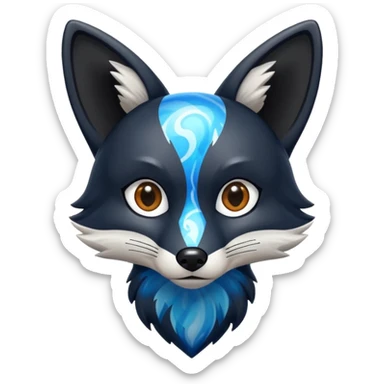 Black fox with blue marble pattern sticker