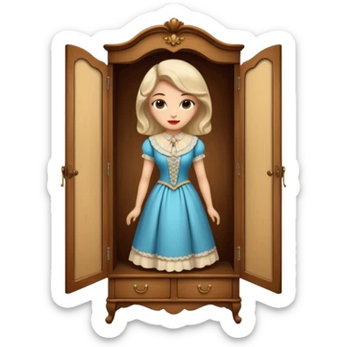A character from the fairy tale Beauty and the Beast — the lady who was transformed into a wardrobe by magic. This character retains the wardrobe's original form while having a slight touch of anthropomorphism. sticker