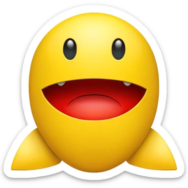 Classic Pacman side view, yellow circle with triangular mouth opening, no limbs, pure arcade style sticker