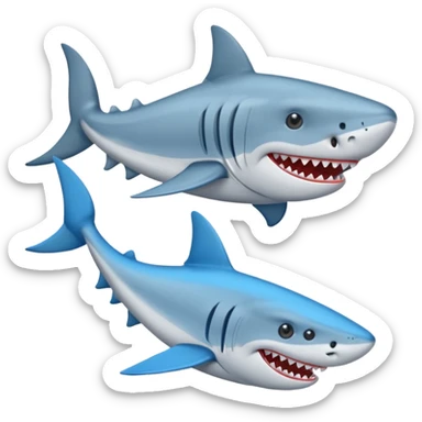 Un tiburón con zapatillas de deporte azules sticker