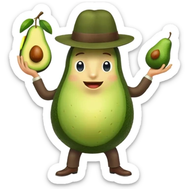 a male avocado wearring a fedora hat dancing with his misses avocado sticker