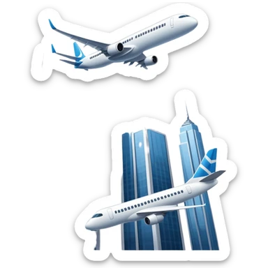 two skyscrapers and a plane flying towards them sticker