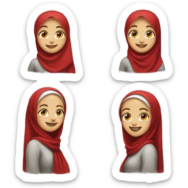 girl in red headscarf (hijab) smiling sticker