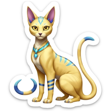 Modern furry anthro anthropomorphic futuristic shiny colorful Bastet-Sphynx-Lombax-Zeraora-Renamon-fusion (full body) sticker