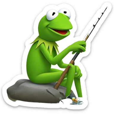 kermit fishing  sticker
